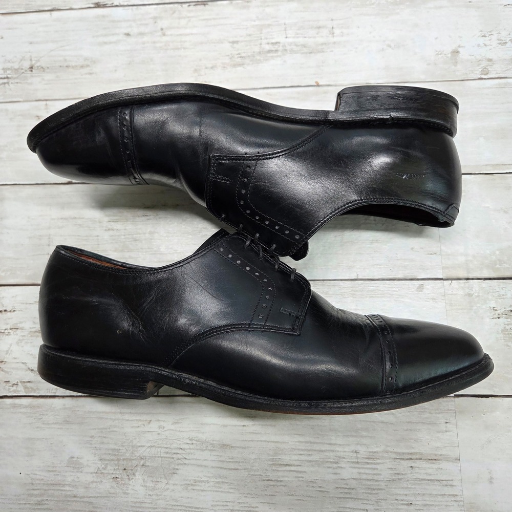 Allen Edmonds Clifton Cap Toe Derby Men 10 3E Blk Leather Brogue Dress Shoes